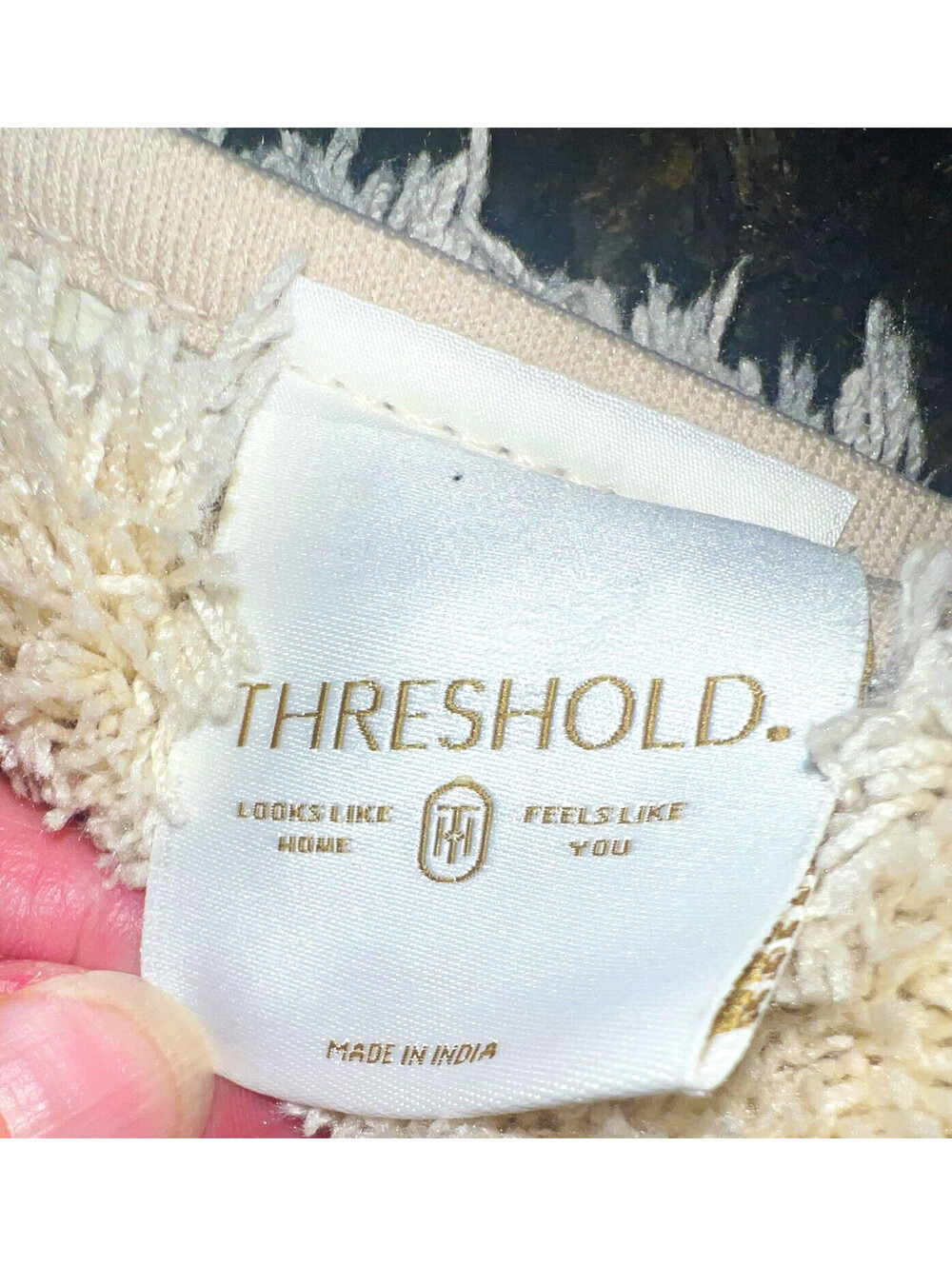 Threshold Beige Solid Rectangle Bath Mat Polyester, Machine Washable OEKO-TEX